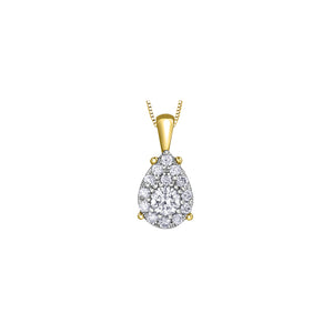 141638 10KT Yellow Gold .22CT TW Diamond Pear Shaped Pendant