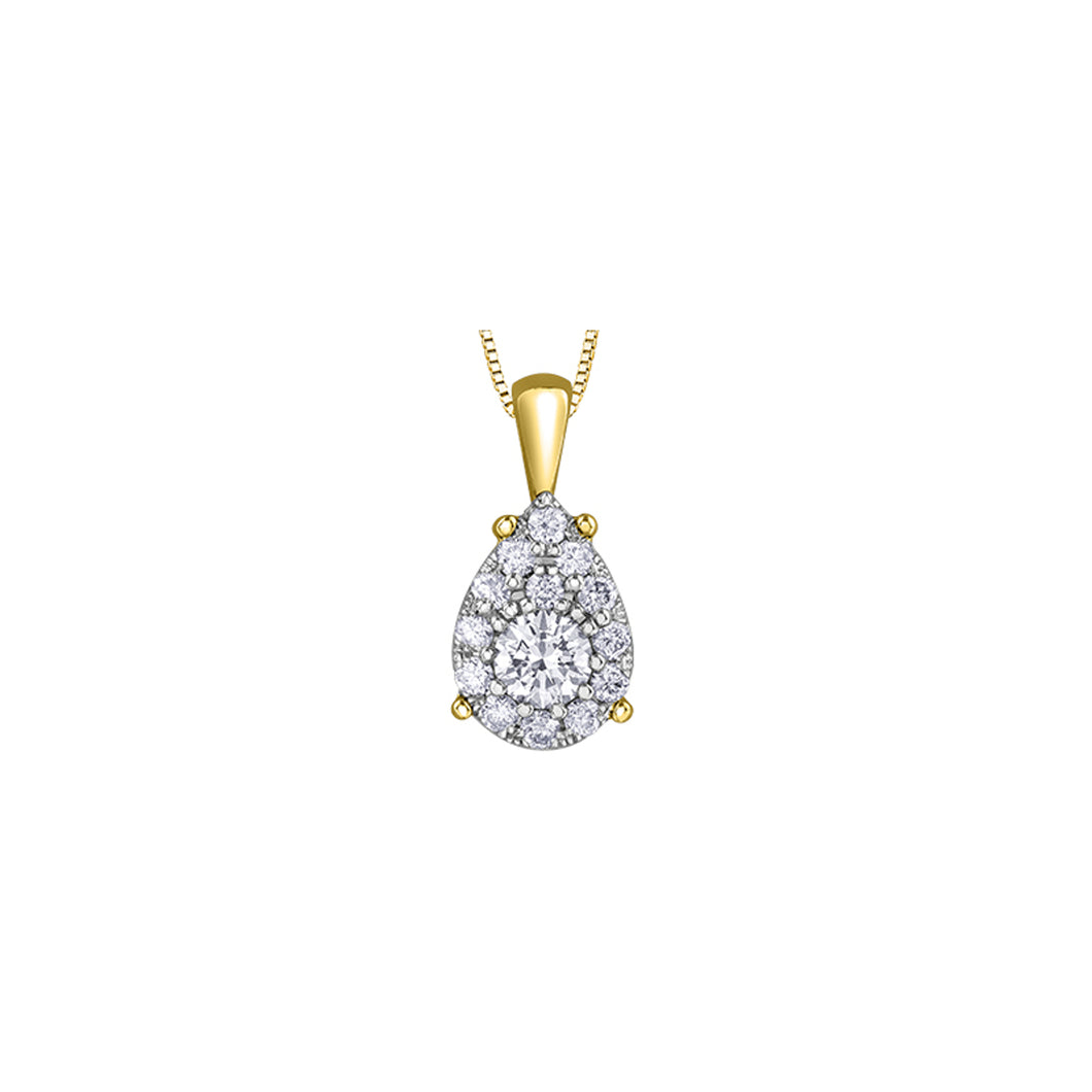 141638 10KT Yellow Gold .22CT TW Diamond Pear Shaped Pendant