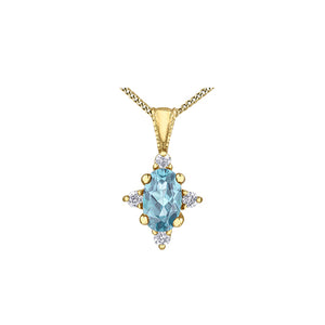 170140 10KT Yellow Gold Aquamarine & Diamond Pendant