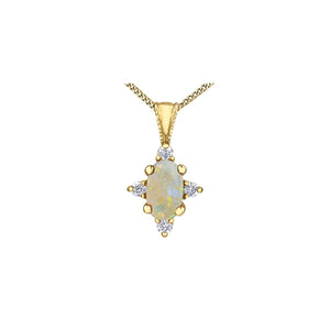 170141 10KT Yellow Gold Opal & Diamond Birthstone Pendant