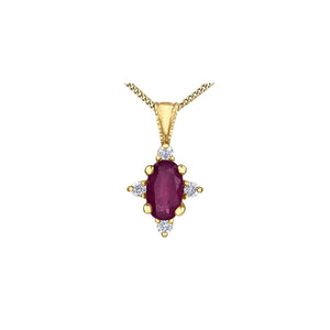 170147 OUT OF STOCK PLEASE ALLOW 3-4 WEEKS FOR DELIVERY 10KT Yellow Gold Ruby & Diamond Pendant