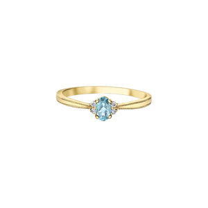 060154 OUT OF STOCK PLEASE ALLOW 3-4 WEEKS FOR DELIVERY 10KT Yellow Gold Aquamarine & Diamond Birthstone Ring