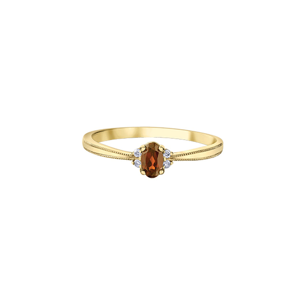 060151 10KT Yellow Gold Citrine & Diamond Birthstone Ring