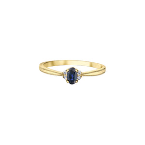 060159 10KT Yellow Gold Sapphire & Diamond Birthstone Ring