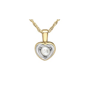 341365 10KT Yellow Gold Pearl Heart Pendant