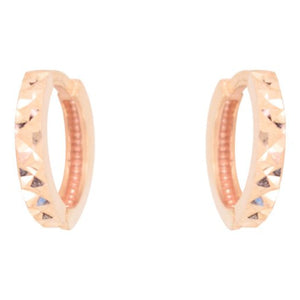 231826 10K Rose Gold Diamond Cut Huggie Earrings