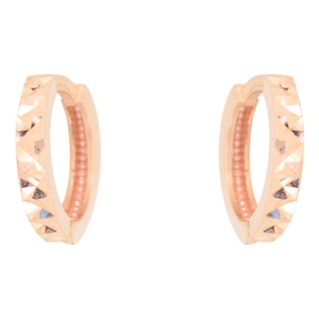 231826 10K Rose Gold Diamond Cut Huggie Earrings