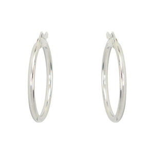 231960 10K White Gold 15mm Hoop Earrings