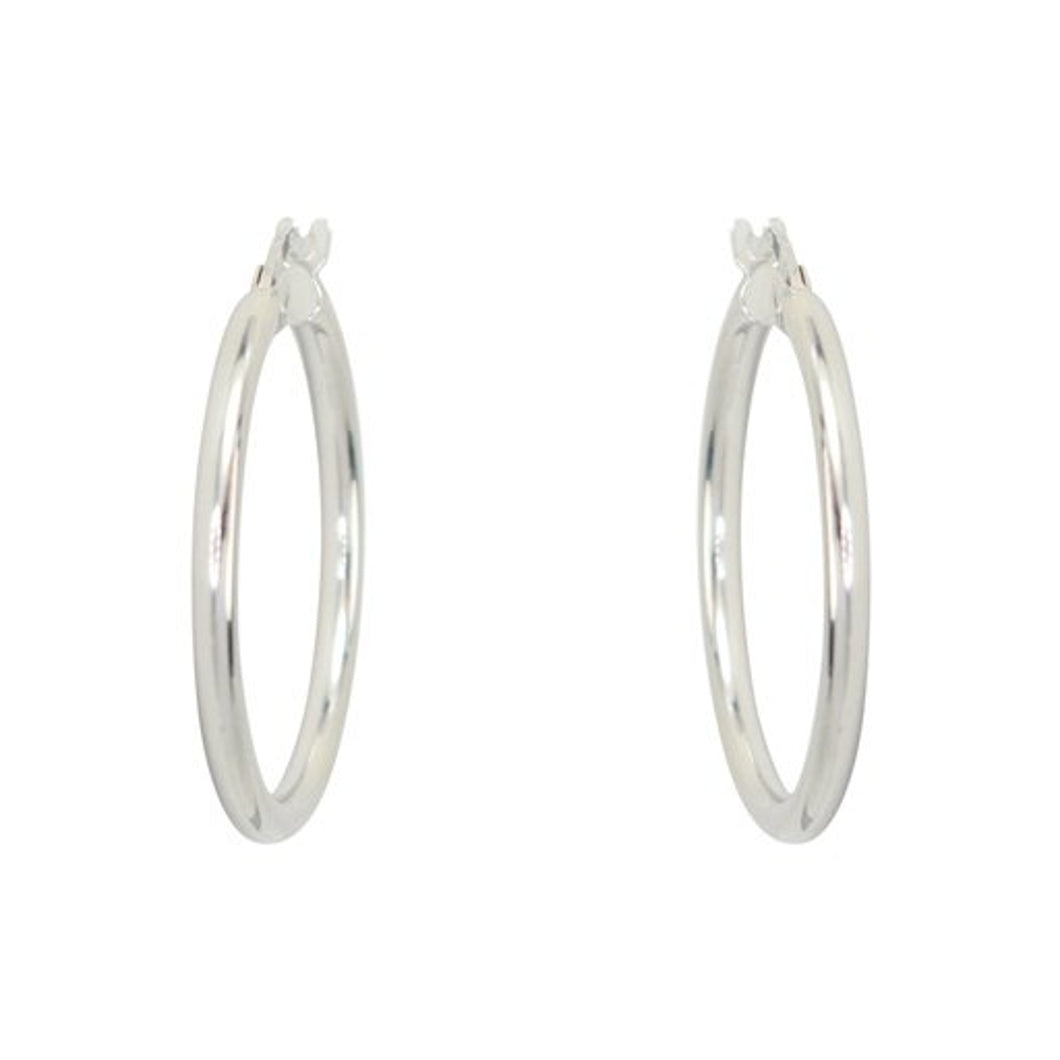 231960 10K White Gold 15mm Hoop Earrings