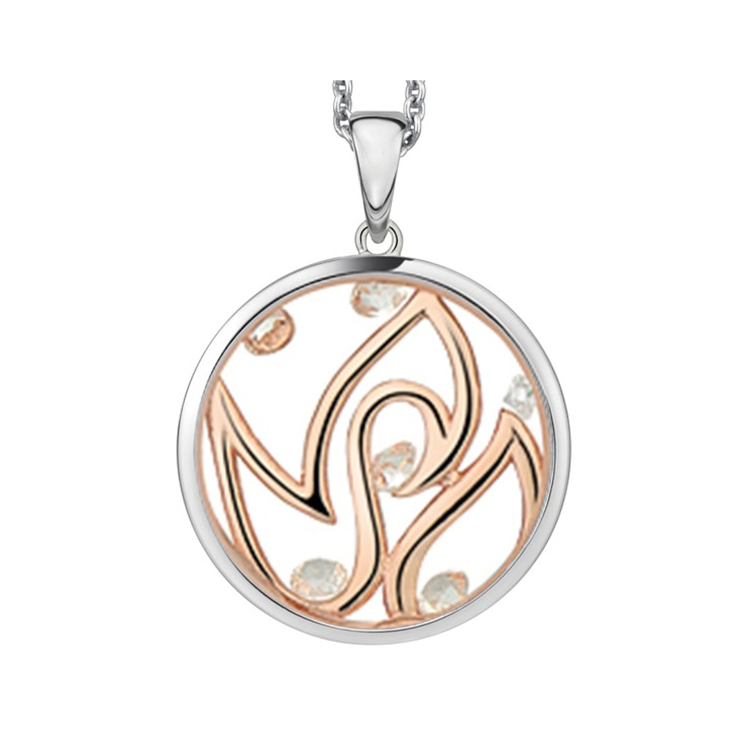 330999 ASTRA Sterling Silver & Rose Gold Inner Fire Pendant 16mm  *40% OFF FINAL SALE*