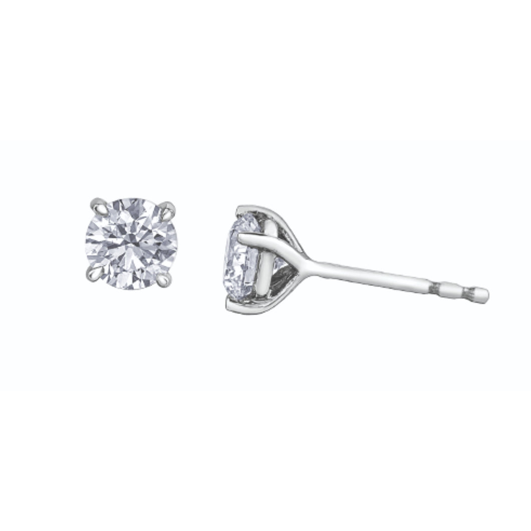 LD100 14KT White Gold LAB CREATED .75CT TW DIAMOND Stud Earrings