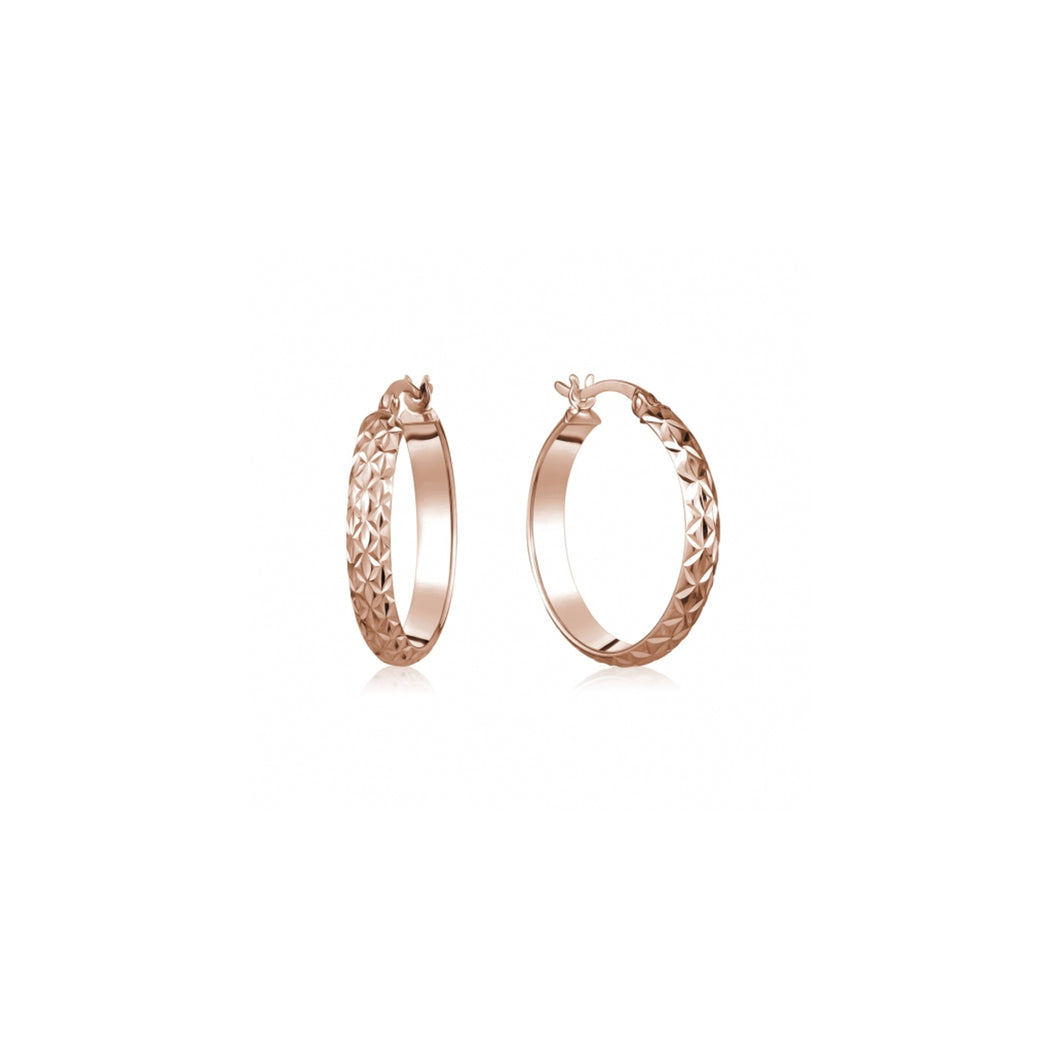 231954  10K Rose Gold Diamond Cut 18MM Hoops