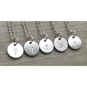 530212 Stainless Steel Hypoallergenic Engravable Brushed Circle Lowercase t Initial Pendant  *50% FINAL SALE*