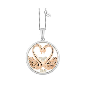 330988 ASTRA Sterling Silver & Rose Gold Plated Swan "My Sweetheart" 16MM Pendant *40% OFF FINAL SALE*
