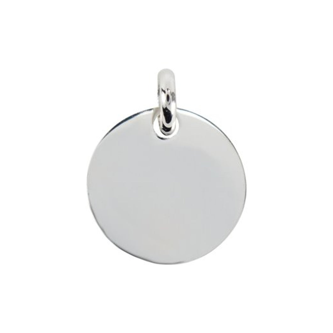 240415 10K White Gold 10mm Engravable Circle Charm