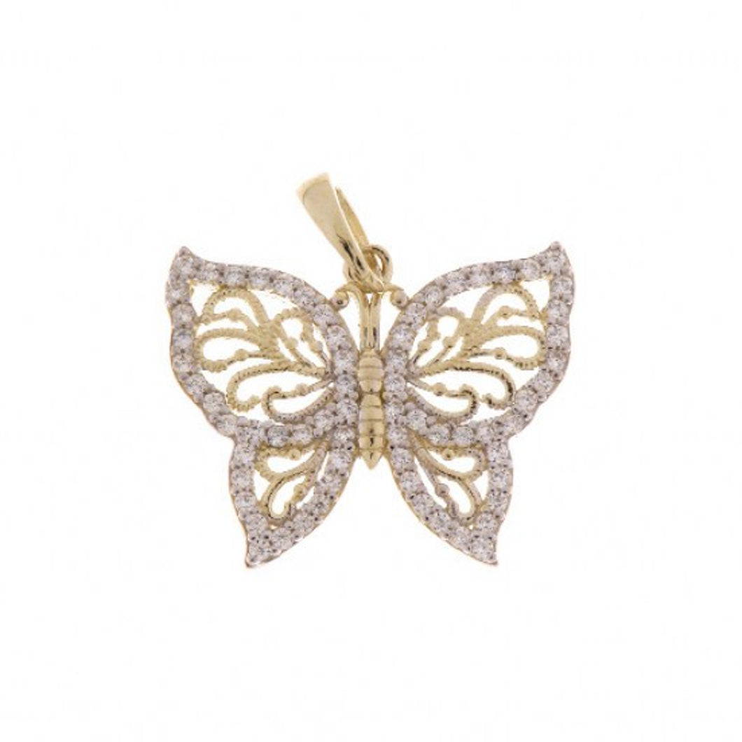240442 10K Yellow Gold & Cubic Zirconia Butterfly Charm