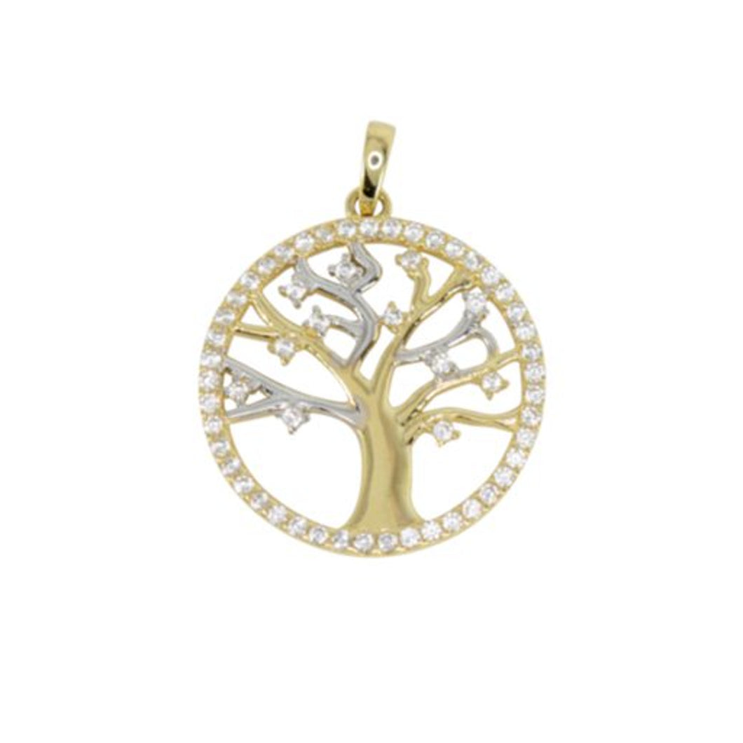 240440 10K Yellow Gold & Cubic Zirconia Tree of Life Charm