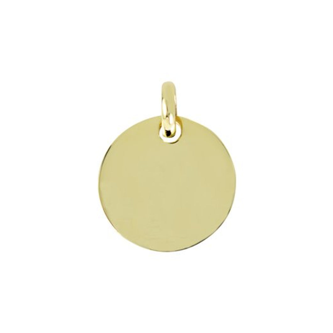 240403 10K Yellow Gold 13mm Engravable Circle Charm