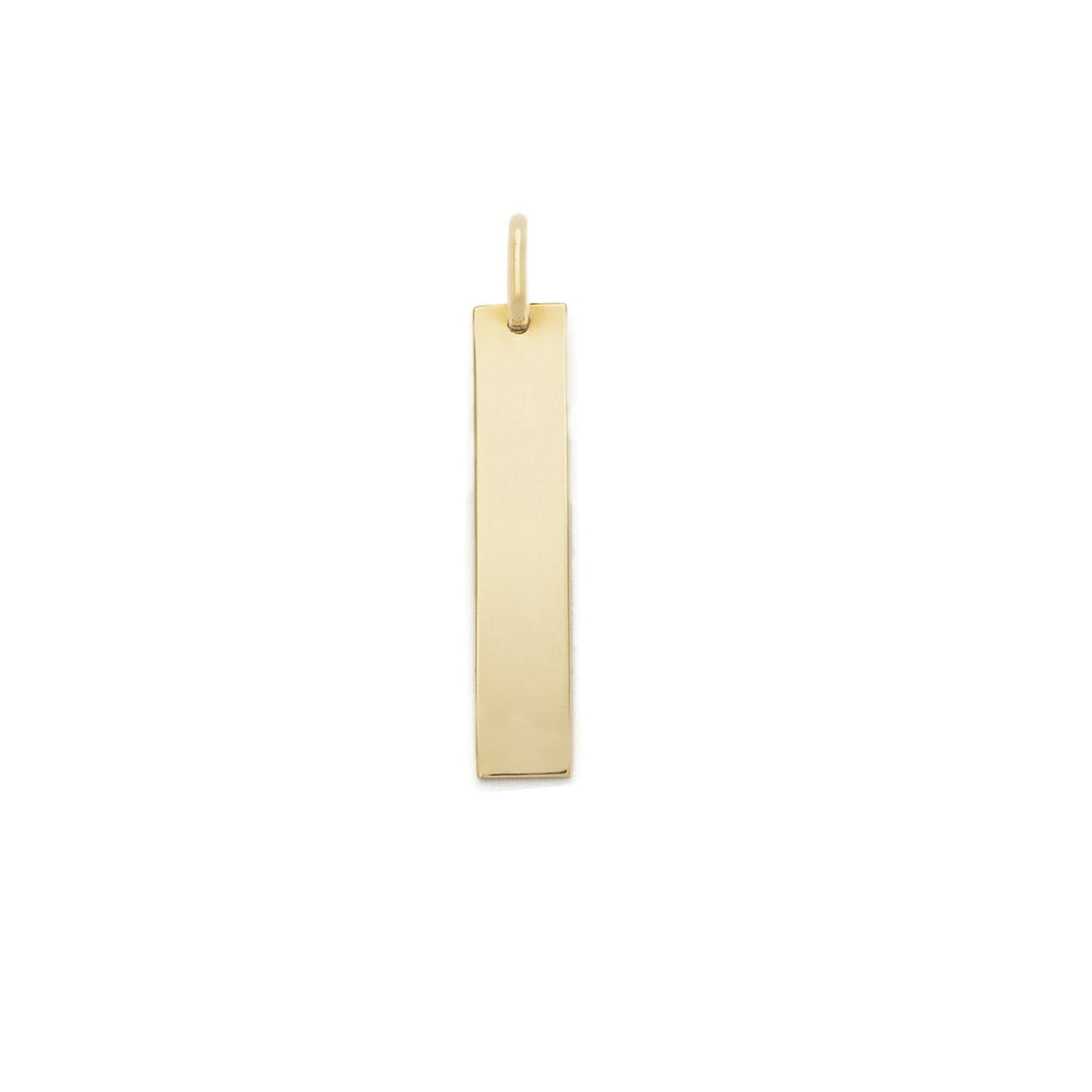 240444 10K Yellow Gold 40mm Engravable Hanging Bar Charm
