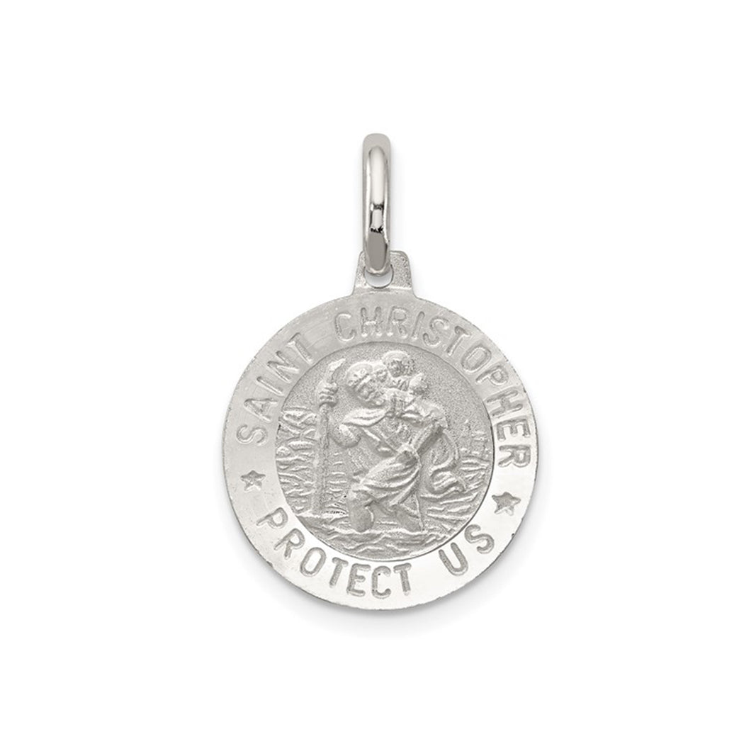 304166 Sterling Silver Large Round St. Christopher Medal
