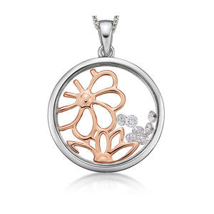 331004 ASTRA Sterling Silver & Rose Gold Plated Spring Pendant 20mm
