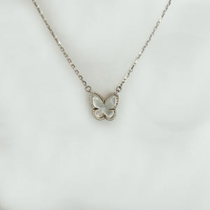 240494 10K White Gold Mother Of Pearl Butterfly Necklace