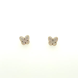 231974 10K Yellow Gold Mother Of Pearl Butterfly Earrings