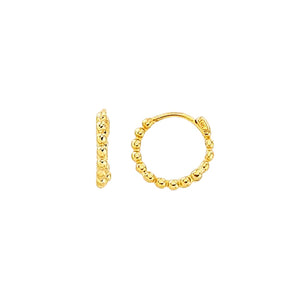 231971 10K Yellow Gold Round Beaded Hoop Earrings