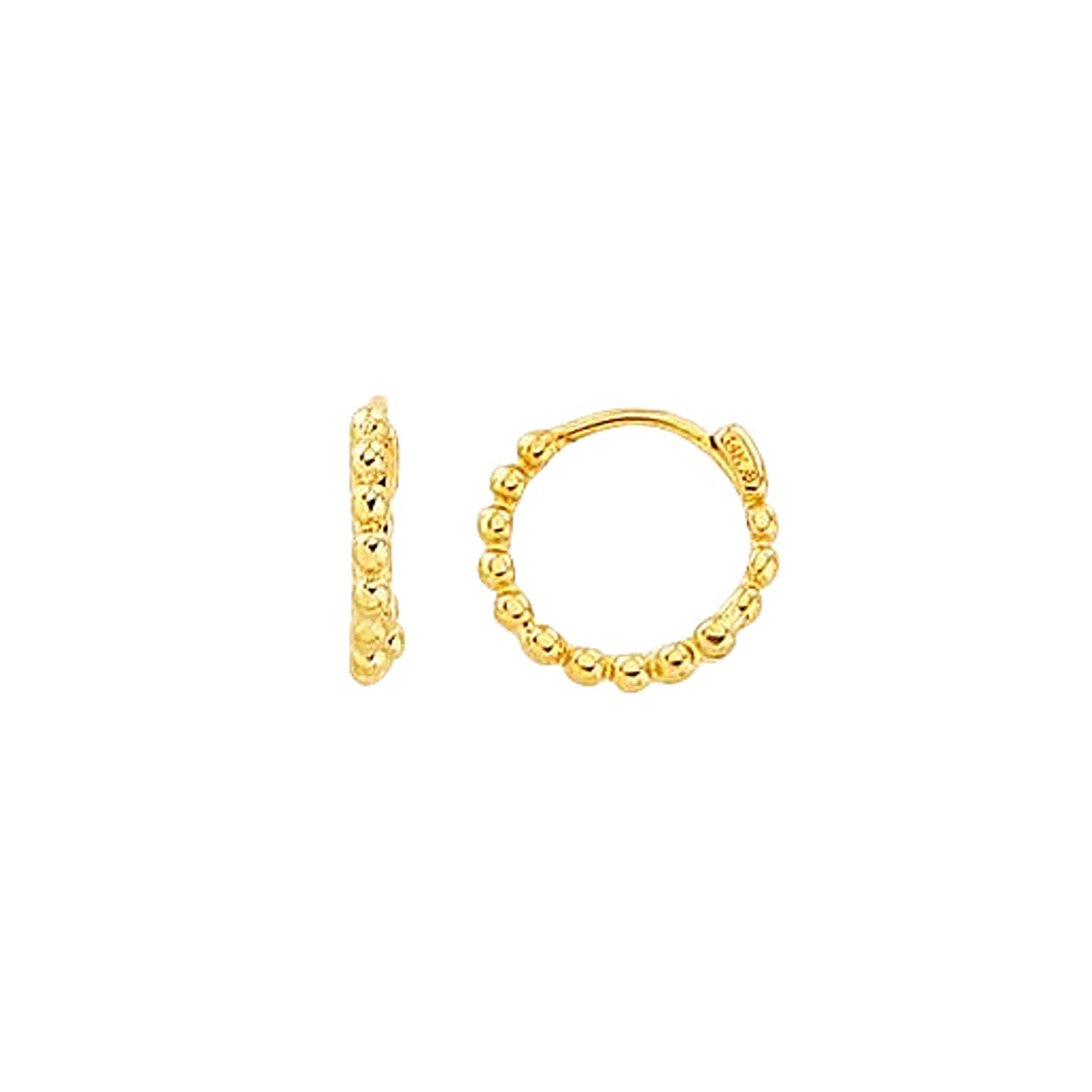 231971 10K Yellow Gold Round Beaded Hoop Earrings