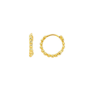 231977 10K Yellow Gold Round Beaded Hoop Earrings