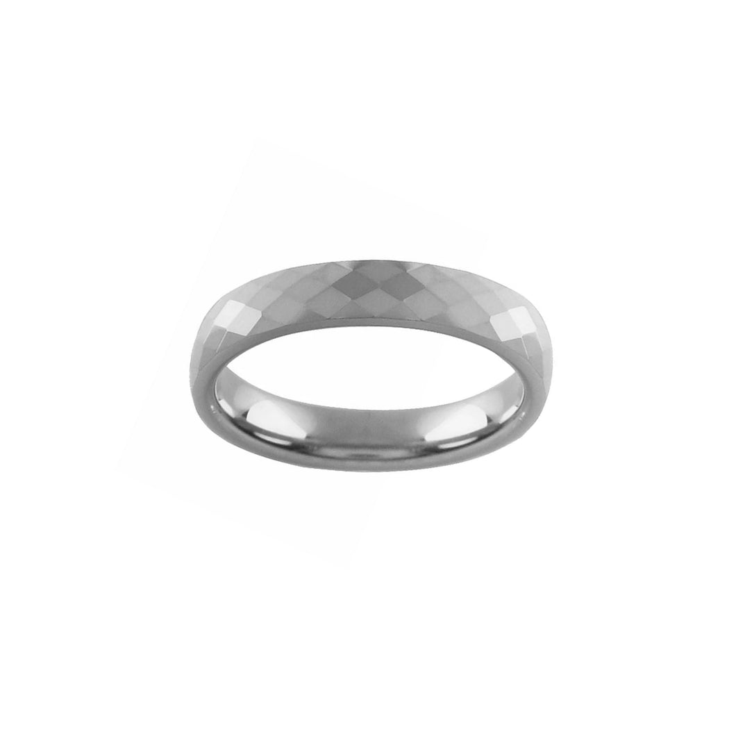 130407 JOSEF ELIAS 4MM Faceted Tungsten with Ion Plating Band Size 8