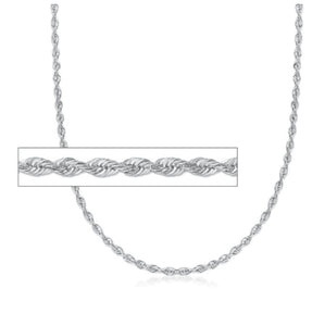 310050 7" 1.8mm wide Sterling Silver Rope Chain Bracelet