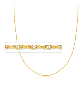 260742 16" 1.7mm wide 10K Yellow Gold Diamond Cut Singapore Chain