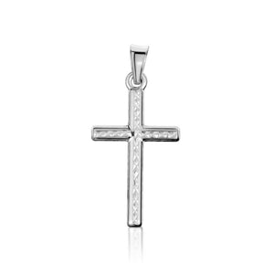 240410 10K White Gold Diamond Cut Cross Charm
