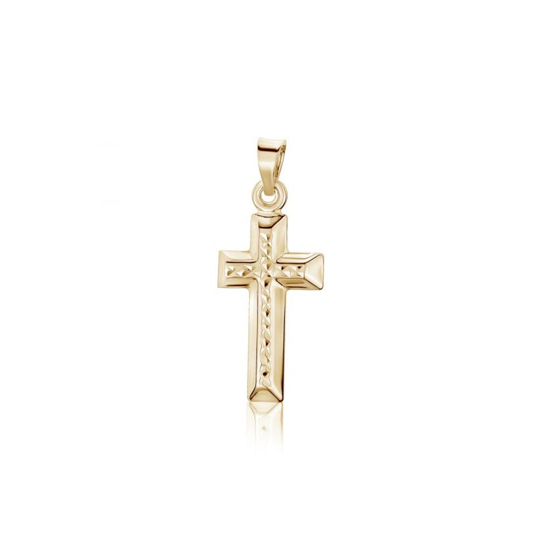 240411 10K Yellow Gold Diamond Cut Cross Charm