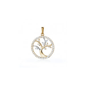240480 10K Yellow Gold Cubic Zirconia Tree of Life Charm