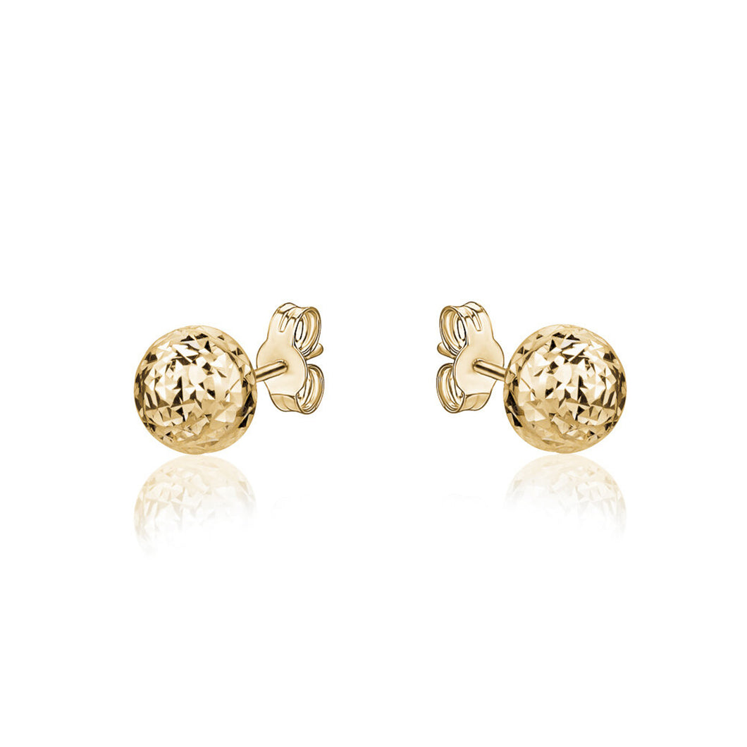 231810 10K Yellow Gold 4MM Diamond Cut Ball Stud Earrings