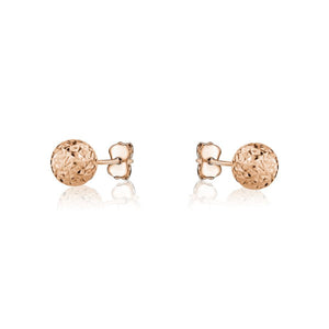 231910 10K Rose Gold 4MM Diamond Cut Ball Stud Earrings