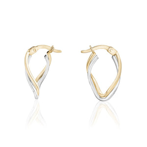 231764 10K Yellow & White Gold Twisted Hoop Earrings