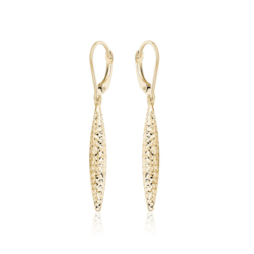 231647 10K Yellow Gold Diamond Cut Drop Earrings