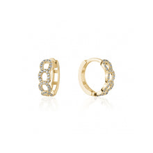 Load image into Gallery viewer, 232017 10K Yellow Gold 13.5MM CZ Link Huggie Earrings
