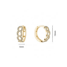 Load image into Gallery viewer, 232017 10K Yellow Gold 13.5MM CZ Link Huggie Earrings
