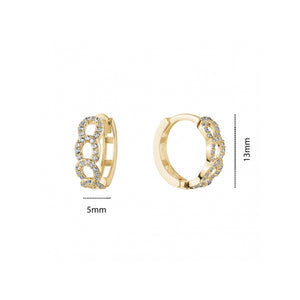 232017 10K Yellow Gold 13.5MM CZ Link Huggie Earrings
