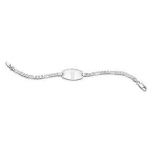 330835 7" Figaro Link Sterling Silver Medical Alert Bracelet