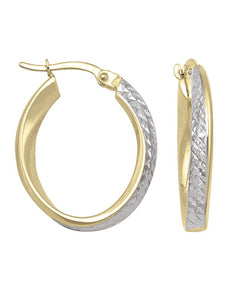 231756 14KT White & Yellow Gold Hoop Earrings