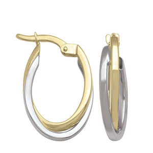 231619 10K White & Yellow Gold Twisted Hoop Earrings