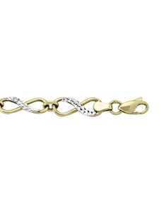 250004 7.5" 10K Yellow & White Gold Open Infinity Link Hollow Bracelet