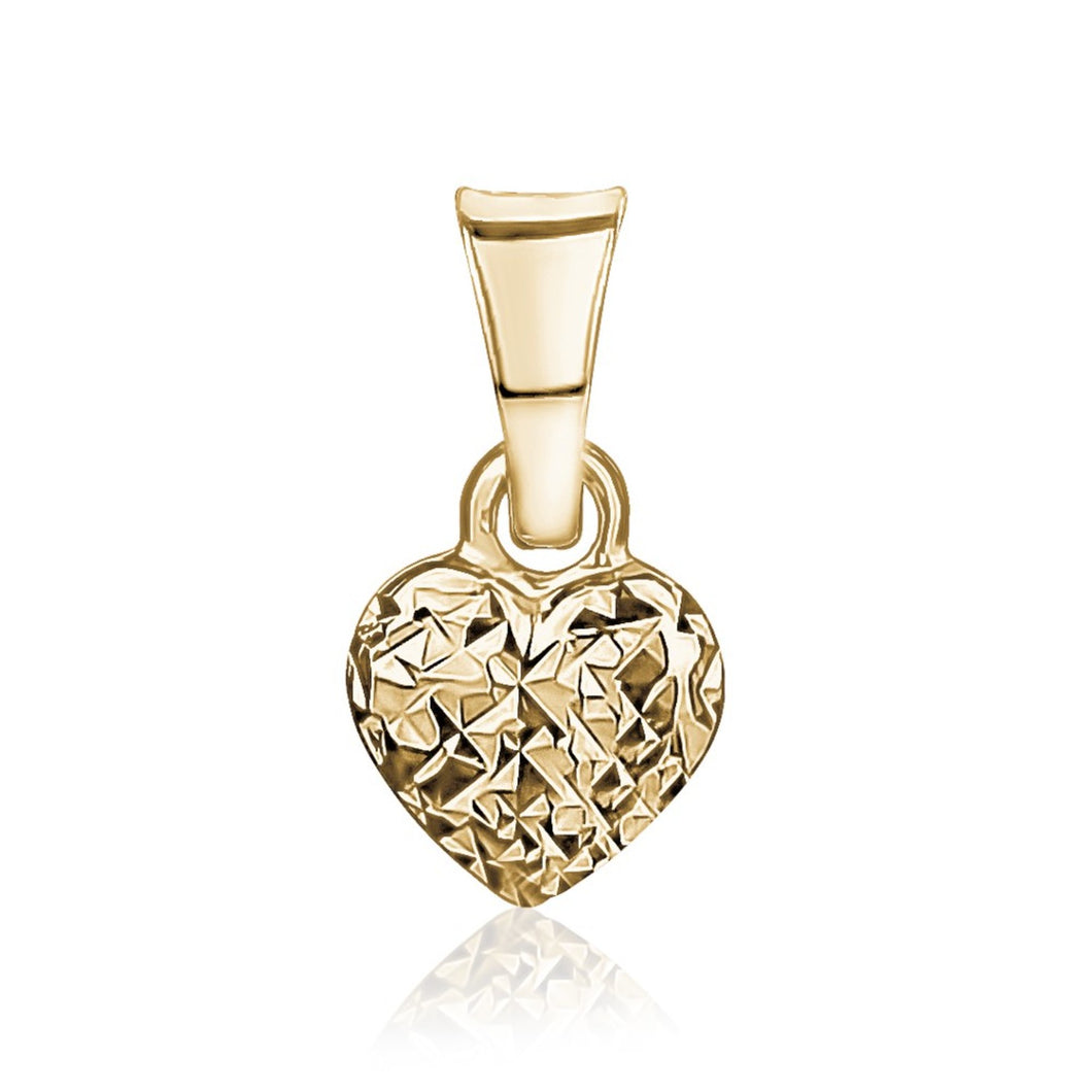 240424 10K Yellow Gold Diamond Cut Heart Charm